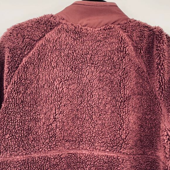 Sweaty Betty Pennine Fleece Jacket Full Zip Sherpa Teddy Maroon Red Womens 6 - Picture 8 of 13